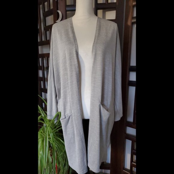 NWT Anthropologie Donni Relaxed Gray Open Front Cardigan (Size OSFA) - Picture 1 of 6